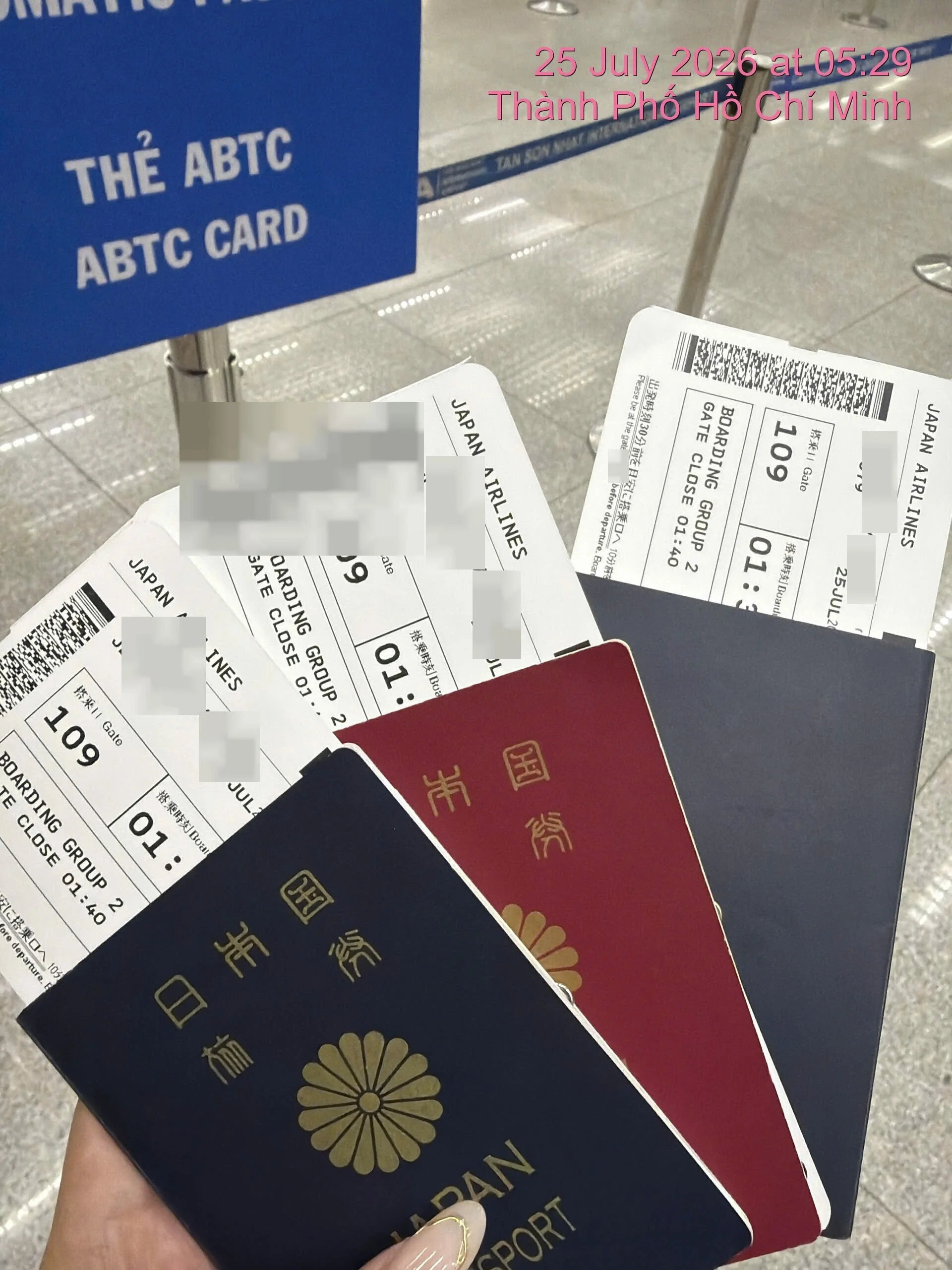 Passenger completing immigration after arriving on flight JL79 at Tan Son Nhat Airport