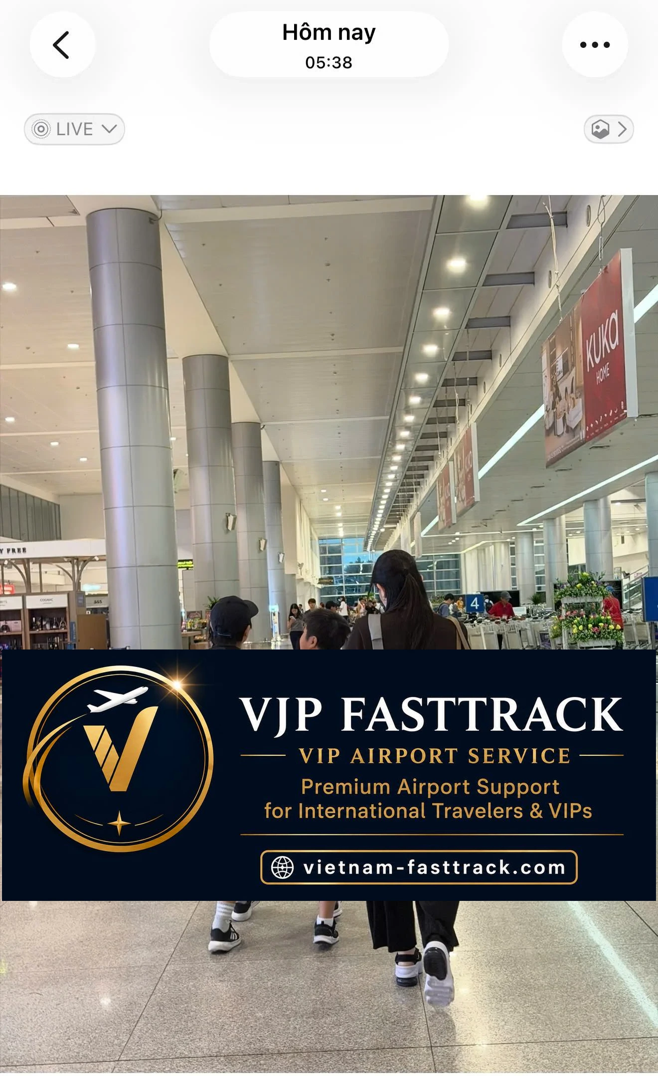 Passenger moving through the airport after completing fast track assistance
